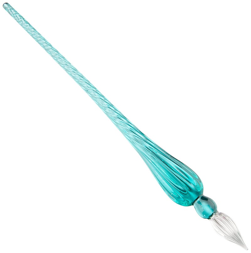Jacques Herbin - Ref 21433T - Traditional Glass Quill Pen with Gift Box - Turquoise Colour - 18cm Long, Suitable for Fountain Pen Ink, Handmade, Twisted Glass Threads - Image 1